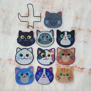 Finished Diamond Painting Wooden Coasters, Set Of 10